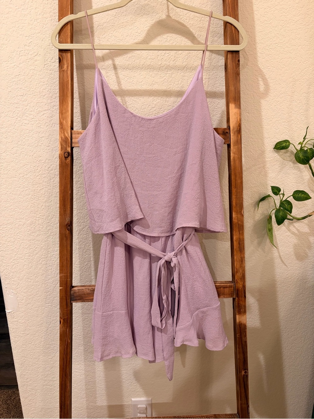She + Sky Lavender Layered Tie Waist Romper XL